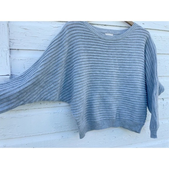 Harper Heritage Sweater Crop Ribbed Gray Doleman Sleeve Womens sz Medium 90's - Picture 4 of 6